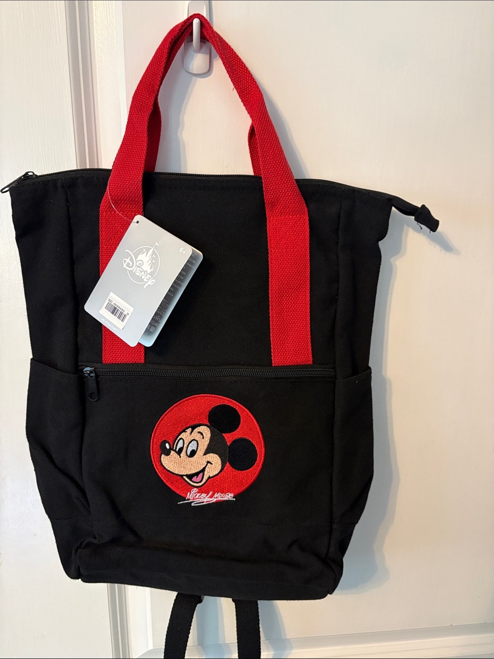 Disney Black and Red Mickey Mouse Canvas Backpack Tote